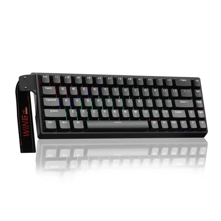 AULA WIN68HE Standard Version 68 Tasten RGB Kabelgebundene Tastatur, WIN68HE Schwarz Grau Holz magnetische Achse