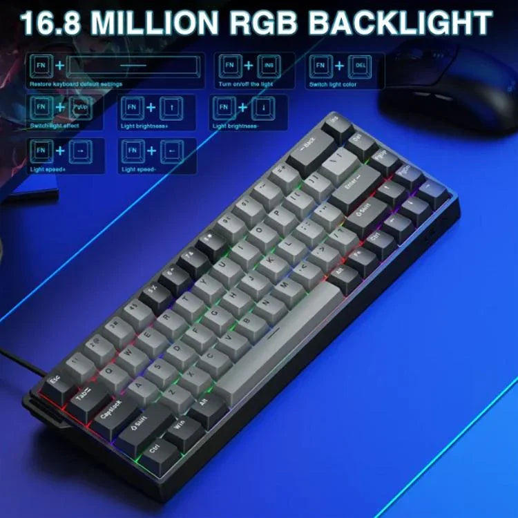 AULA WIN68HE Pro Version 68 Tasten RGB Kabelgebundene Tastatur, WIN68HE Dunkelgrau+Hellgrau Geformte Magnetachse