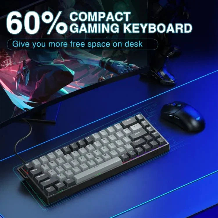 AULA WIN68HE Pro Version 68 Tasten RGB Kabelgebundene Tastatur, WIN68HE Dunkelgrau+Hellgrau Geformte Magnetachse