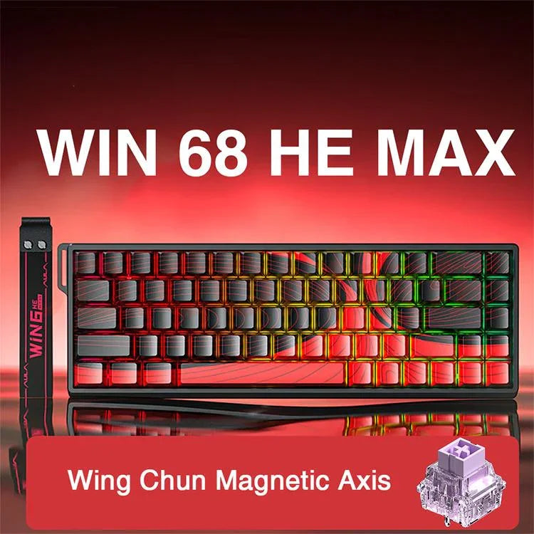 AULA WIN68HE MAX Version 68 Tasten RGB Kabelgebundene Tastatur, WIN68HE Red Wing Chun Magnetische Achse