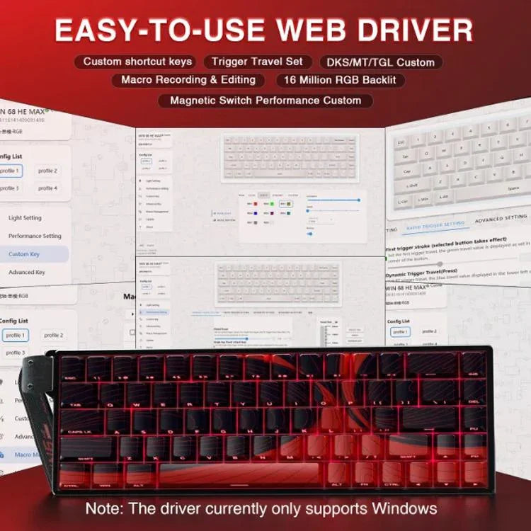 AULA WIN68HE MAX Version 68 Tasten RGB Kabelgebundene Tastatur, WIN68HE Red Wing Chun Magnetische Achse