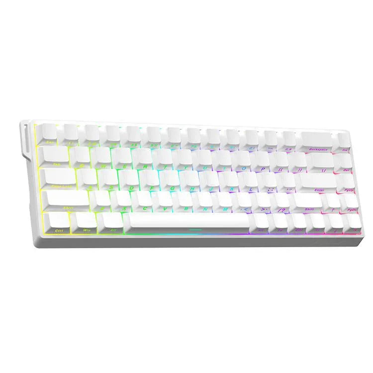 AULA WIN68HE Standard Version 68 Tasten RGB Kabelgebundene Tastatur, WIN68HE Seitlich Bedruckt Weiß Grau Holz Magnetische Achse