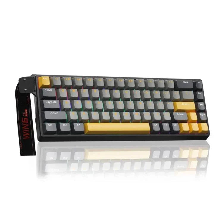 AULA WIN68HE MAX Version 68 Tasten RGB Kabelgebundene Tastatur, WIN68HE Dunkel+Hell+Gelb Wing Chun Magnetachse