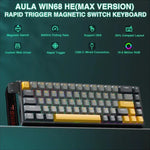 AULA WIN68HE MAX Version 68 Tasten RGB Kabelgebundene Tastatur, WIN68HE Dunkel+Hell+Gelb Wing Chun Magnetachse