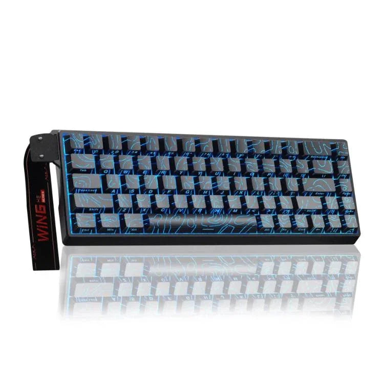 AULA WIN68HE Standard Version 68 Tasten RGB Kabelgebundene Tastatur, WIN68HE Schwarze Konturlinien Graues Holz Magnetische Achse