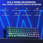 AULA WIN68HE Standard Version 68 Tasten RGB Kabelgebundene Tastatur, WIN68HE Schwarze Konturlinien Graues Holz Magnetische Achse