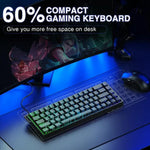 AULA WIN68HE Standard Version 68 Tasten RGB Kabelgebundene Tastatur, WIN68HE Schwarze Konturlinien Graues Holz Magnetische Achse