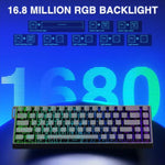 AULA WIN68HE Standard Version 68 Tasten RGB Kabelgebundene Tastatur, WIN68HE Schwarze Konturlinien Graues Holz Magnetische Achse