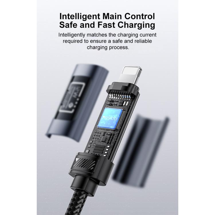 Yesido CA138L 12W 2.4A USB zu 8 Pin OLED-Anzeige Lade-Datenkabel, USB zu 8 Pin