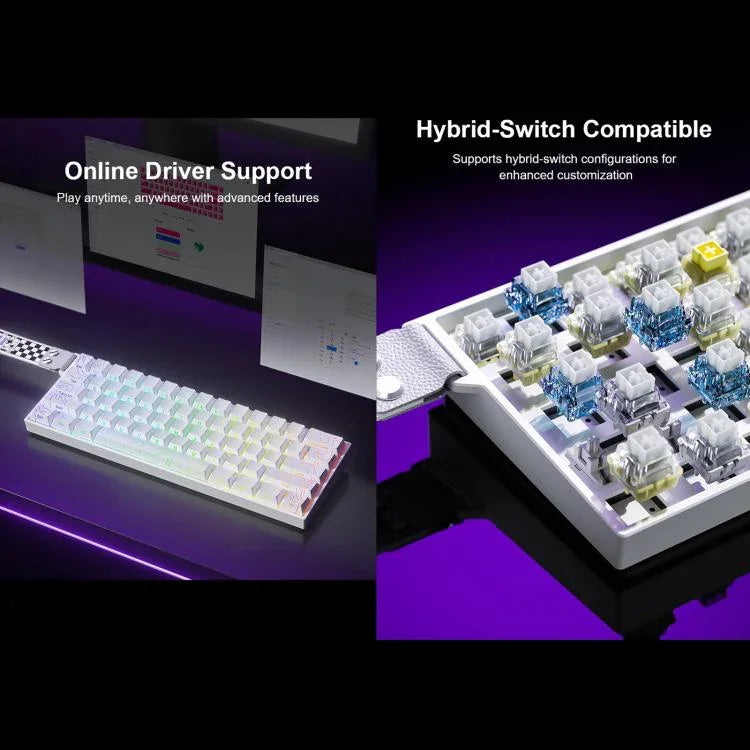 AULA MINI60 HE Pro Mechanische Gaming-Tastatur mit 61 Tasten, RGB, kabellos