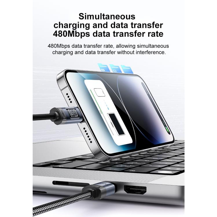 Yesido CA201 27W Typ-C auf 8 Pin OLED Display Lade-/Datenkabel, Typ-C auf 8 Pin