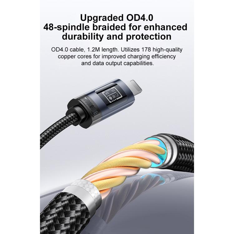 Yesido CA201 27W Typ-C auf 8 Pin OLED Display Lade-/Datenkabel, Typ-C auf 8 Pin