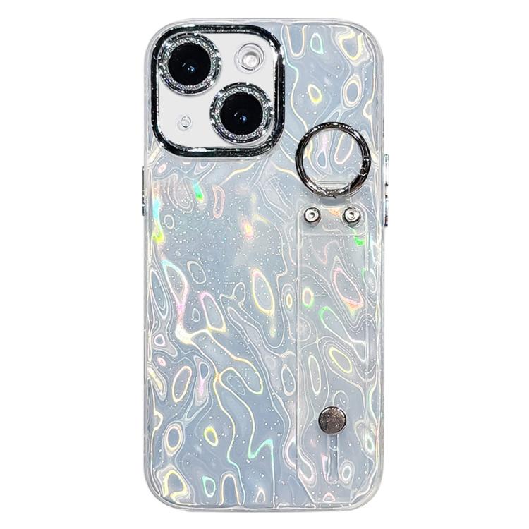 Plating Faltenstruktur Armbandhalter TPU Handyhülle mit Linsenfolie, Für iPhone 13