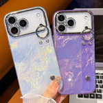 Plating Faltenstruktur Armbandhalter TPU Handyhülle mit Linsenfolie, Für iPhone 13