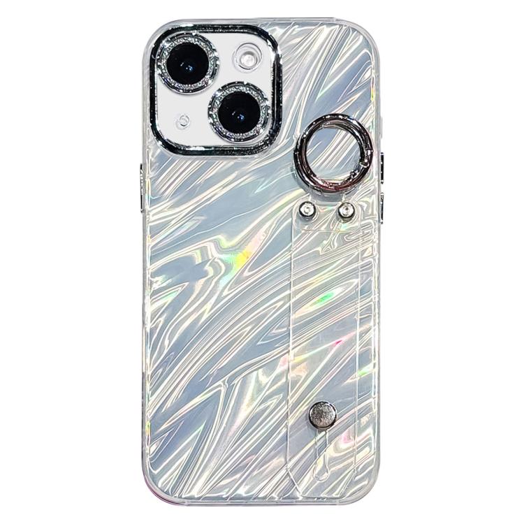 Plating Wellenstruktur Armbandhalter TPU Handyhülle mit Linsenfolie, Für iPhone 13