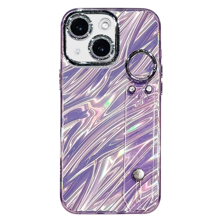 Plating Wellenstruktur Armbandhalter TPU Handyhülle mit Linsenfolie, Für iPhone 13