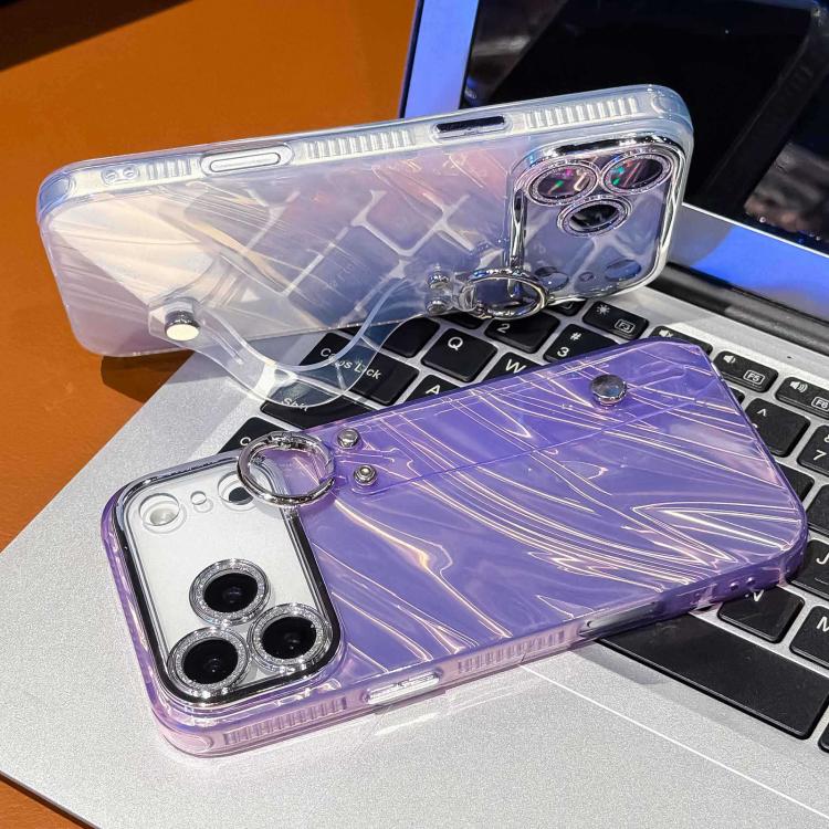 Plating Wellenstruktur Armbandhalter TPU Handyhülle mit Linsenfolie, Für iPhone 13