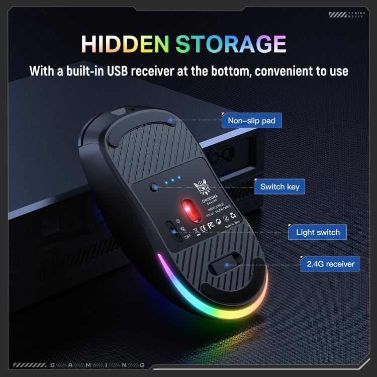 ONIKUMA CW935 12800DPI 2.4GHz + BT + kabelgebundene RGB-Wireless-Maus mit drei Modi, CW935
