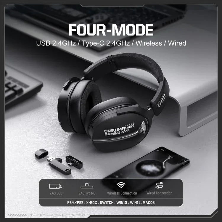 ONIKUMA GT887 Gaming-Headset mit vier Modi, Bluetooth, 2,4G, Kabel / Kabellos, GT887