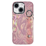 Plating Feder-Gaze-Struktur Armbandhalter TPU Handyhülle mit Linsenfolie, Für iPhone 13