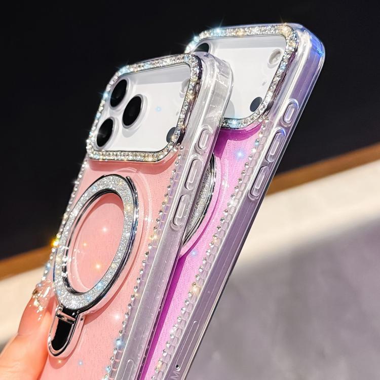 Rhinestone Glitter Kickstand Dual-side IMD Phone Case, For iPhone 13