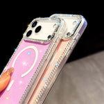 Rhinestone beidseitige IMD PC Hybrid TPU Magnetische Handyhülle, für iPhone 13