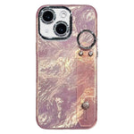 Plating Foil-like Metallic Texture Wristband Holder TPU Phone Case with Lens Film, For iPhone 13
