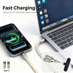 MOCOME W3 Type-C zu Type-C Multifunktionales Ladekabel Verstellbare Umhängeleine für Telefon