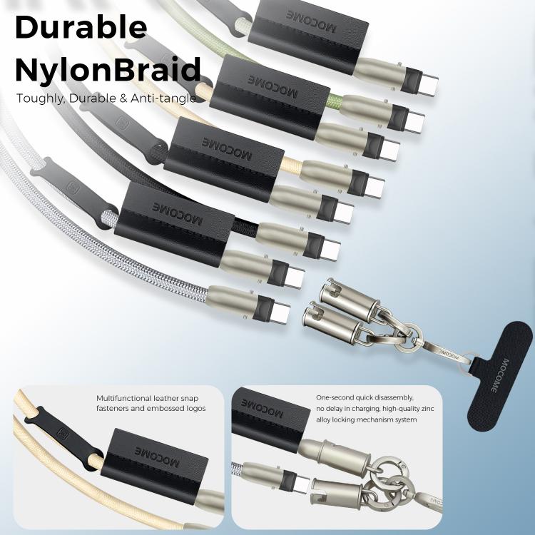 MOCOME W3 Type-C zu Type-C Multifunktionales Ladekabel Verstellbare Umhängeleine für Telefon
