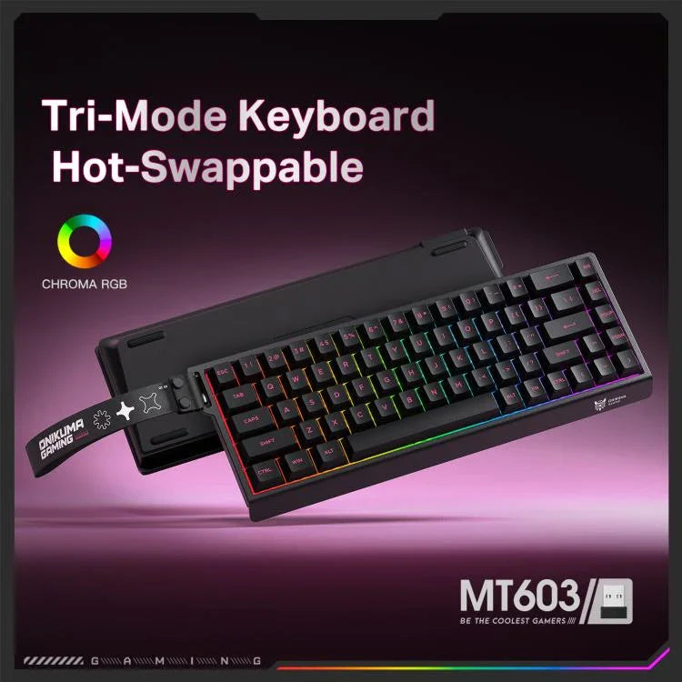 ONIKUMA MT603 68 Tasten RGB Gaming-Tastatur mit magnetischen Schaltern und Tri-Mode, MT603