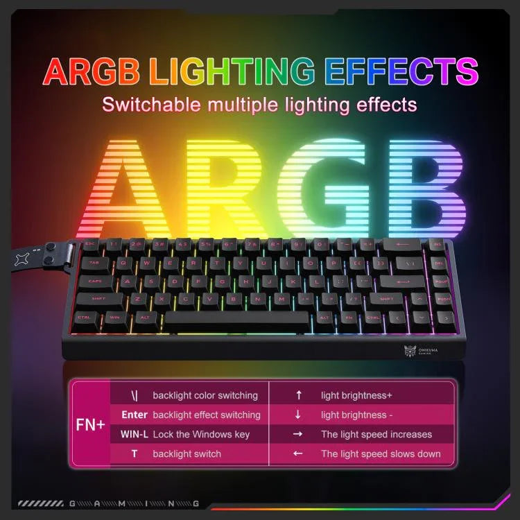 ONIKUMA MT603 68 Tasten RGB Gaming-Tastatur mit magnetischen Schaltern und Tri-Mode, MT603