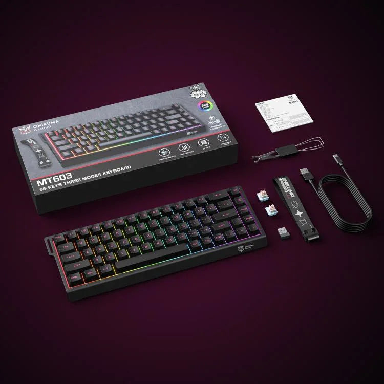 ONIKUMA MT603 68 Tasten RGB Gaming-Tastatur mit magnetischen Schaltern und Tri-Mode, MT603