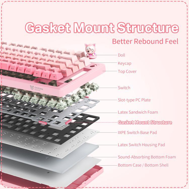 ONIKUMA MT707 82 Tasten RGB Tri-Modus Mechanische Gaming-Tastatur