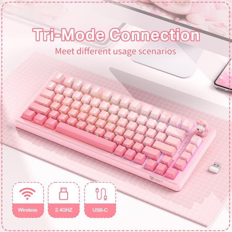 ONIKUMA MT707 82 Tasten RGB Tri-Modus Mechanische Gaming-Tastatur