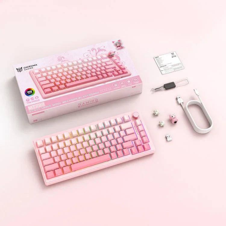ONIKUMA MT707 82 Tasten RGB Tri-Modus Mechanische Gaming-Tastatur