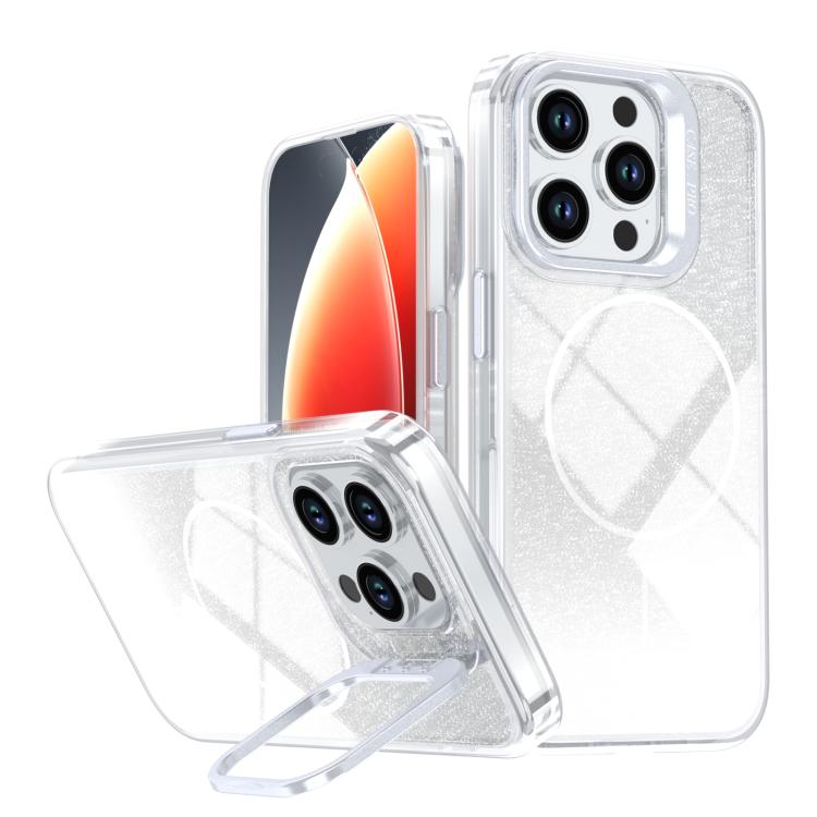 Glitter Gradient Magnetic Lens Frame Holder Phone Case, For iPhone 13 Pro
