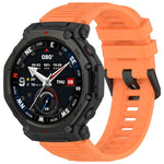 xDfind Solid Color Black Buckle Silicone Watch Band, For Amazfit T-Rex 3 Pro 48mm