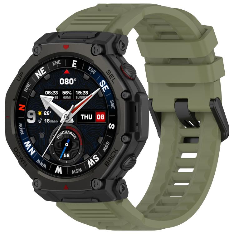 xDfind Solid Color Black Buckle Silicone Watch Band, For Amazfit T-Rex 3 Pro 48mm