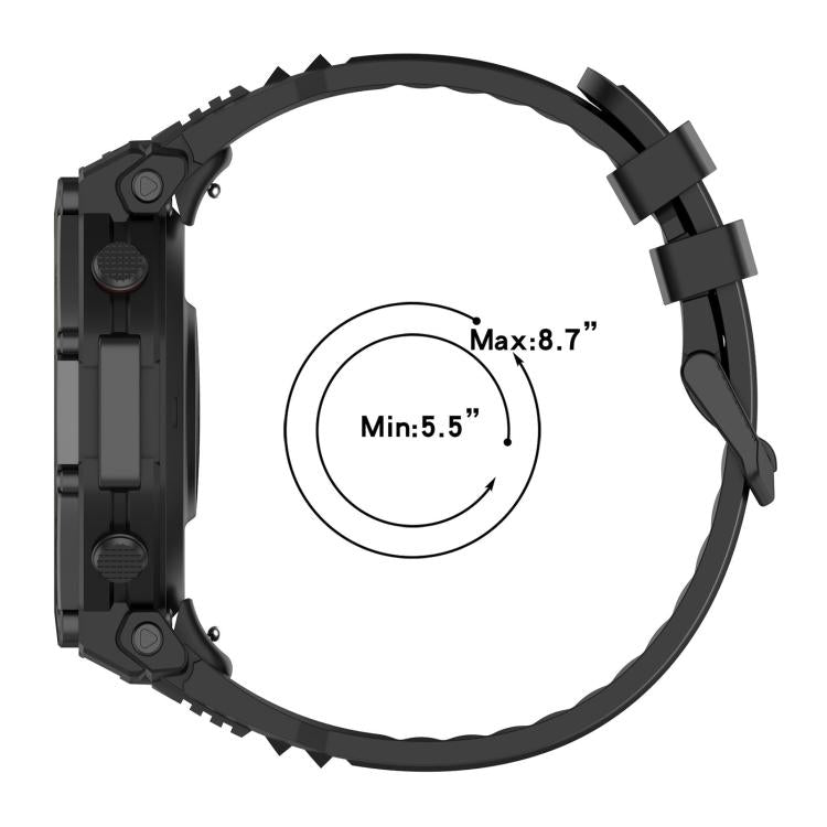 xDfind Solid Color Black Buckle Silicone Watch Band, For Amazfit T-Rex 3 Pro 48mm