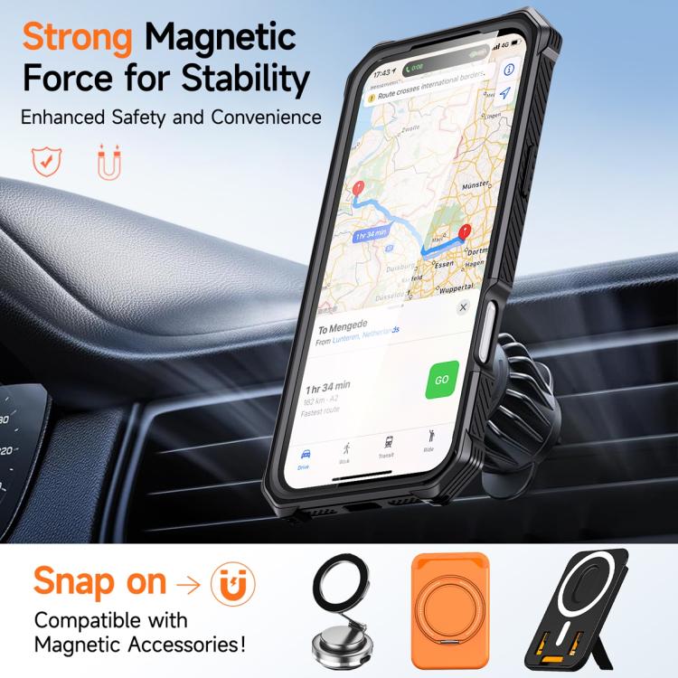 Hidden Metal Holder Magnetic Shockproof Phone Case, For iPhone 17 Pro Max, For iPhone 17 Pro, For iPhone 17, For iPhone Air, For iPhone 16 Pro Max, For iPhone 16 Pro, For iPhone 16 Plus, For iPhone 16