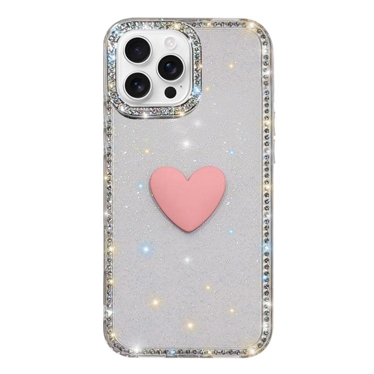 Flash Strass Doppelseitige IMD Love Heart Handyhülle, Für iPhone 16 Pro Max, Für iPhone 16 Pro, Für iPhone 16 Plus, Für iPhone 16, Für iPhone 15 Pro Max