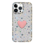 Flash Rhinestone Double-sided IMD Love Heart Phone Case, For iPhone 16 Pro Max, For iPhone 16 Pro, For iPhone 16 Plus, For iPhone 16, For iPhone 15 Pro Max