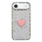 Flash Rhinestone Double-sided IMD Love Heart Phone Case, For iPhone 17e / 16e, For iPhone 17 Pro Max, For iPhone 17 Pro, For iPhone 17, For iPhone Air