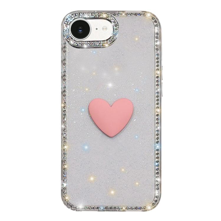 Flash Rhinestone Double-sided IMD Love Heart Phone Case, For iPhone 17e / 16e, For iPhone 17 Pro Max, For iPhone 17 Pro, For iPhone 17, For iPhone Air