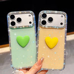 Flash Rhinestone Double-sided IMD Love Heart Phone Case, For iPhone 17e / 16e, For iPhone 17 Pro Max, For iPhone 17 Pro, For iPhone 17, For iPhone Air