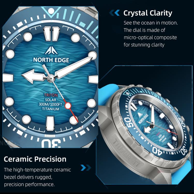 NORTH EDGE TRITON-TI Titanlegierung Solarbetriebene Professionelle Outdoor-Taucheruhr