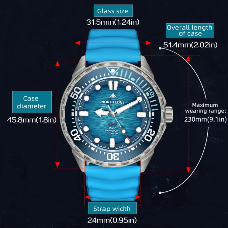 NORTH EDGE TRITON-TI Titanlegierung Solarbetriebene Professionelle Outdoor-Taucheruhr