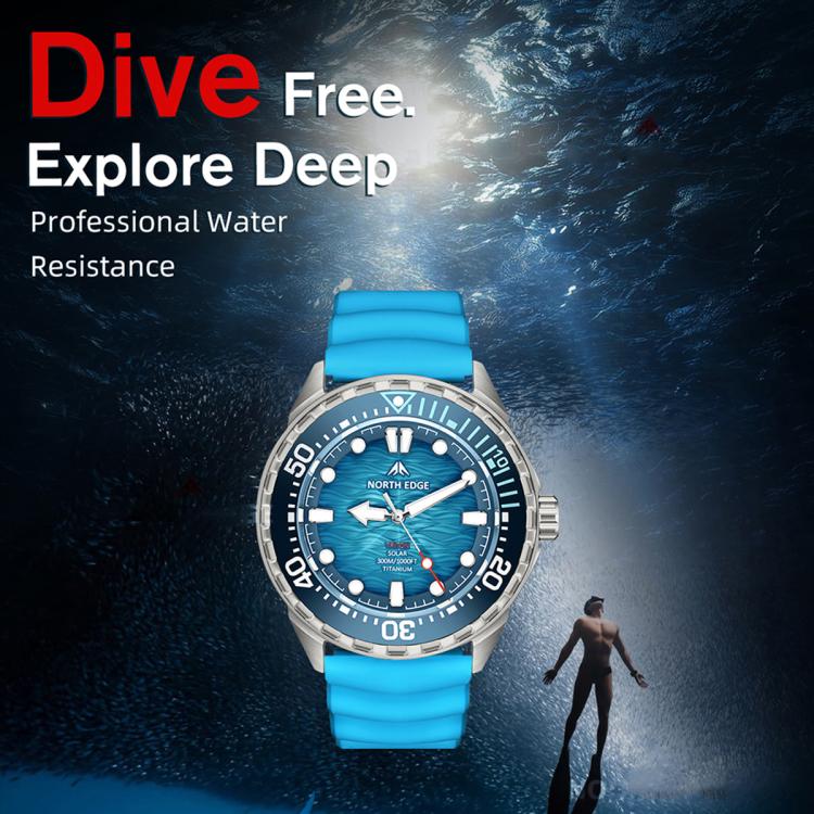 NORTH EDGE TRITON-TI Titanlegierung Solarbetriebene Professionelle Outdoor-Taucheruhr