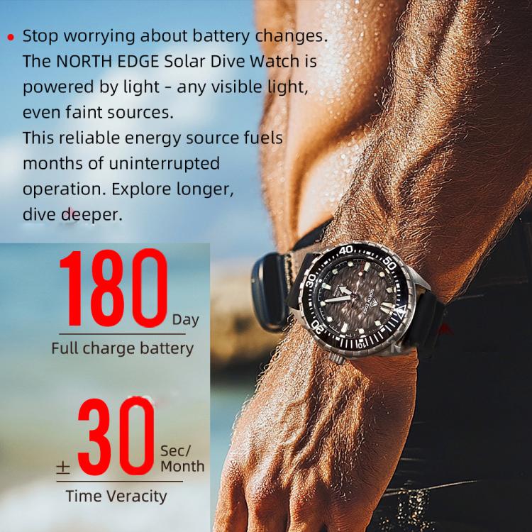 NORTH EDGE TRITON-TI Titanlegierung Solarbetriebene Professionelle Outdoor-Taucheruhr