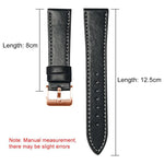 xDfind Flat Head Rose Gold Buckle Black Shark Fine Grain Vegan Leather Watch Band, 18mm, 20mm